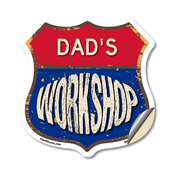 Signmission Dad's Workshop, 18 Inch X 18 Inch, Vinyl Decal - SHI-D-18-489-DAD