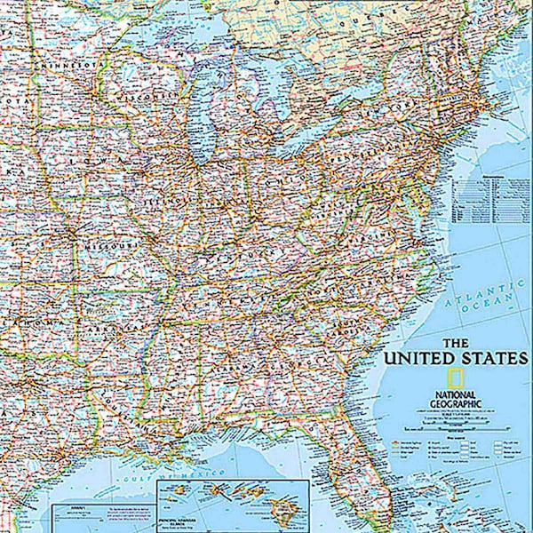 National Geographic United States Classic Map, Poster Size and Laminated, 36'' x 24'' - RE01020385