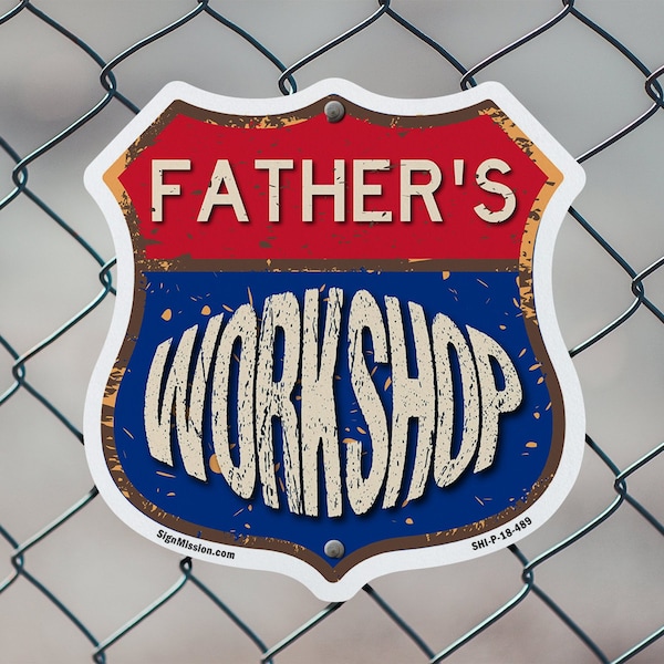 Signmission Father's Workshop, 6 inch X 6 inch, Plastic Sign, 2PK - SHI-P-2PACK-6-489-FATHER