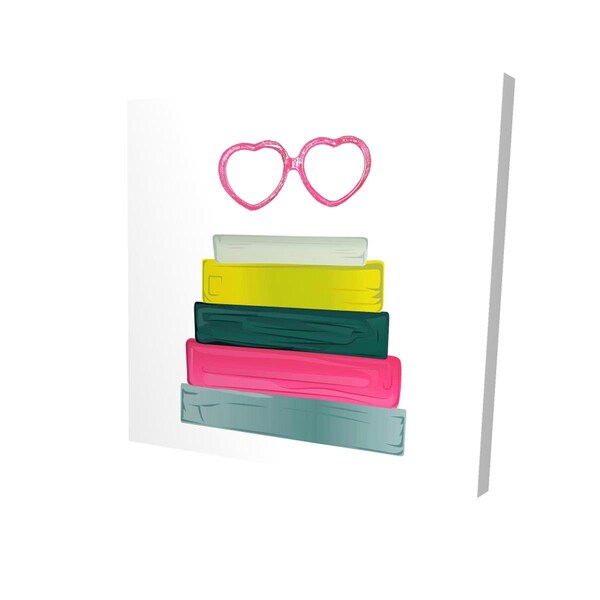 Begin Home Decor 16 x 16 in. Heart Shape Glasses with Books-Print on Canvas - 2080-1616-MI7