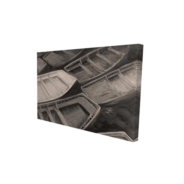 Begin Home Decor 12 x 18 in. Small Canoes Sepia Style-Print on Canvas - 2080-1218-CO69-1