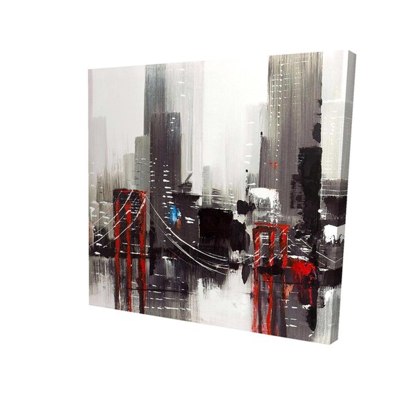 Fondo 12 x 12 in. Abstract Grey City with A Bridge-Print on Canvas - FO2791868