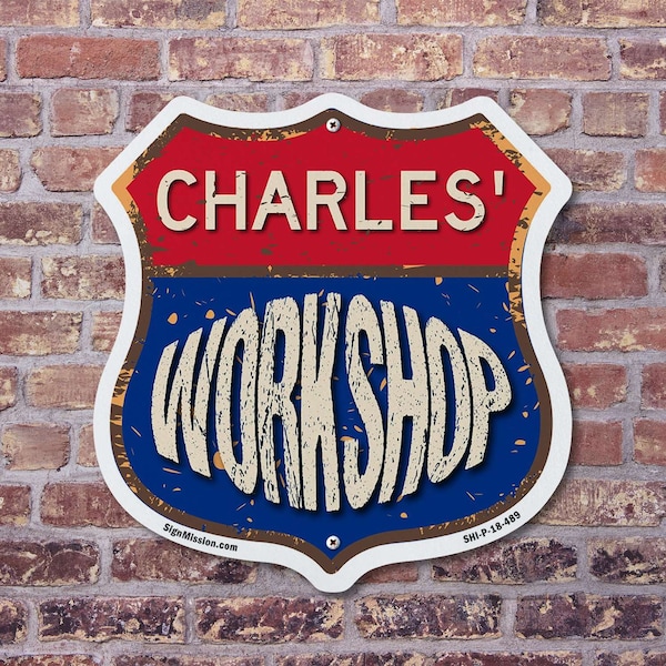 Signmission Charles's Workshop, 18 inch X 18 inch, Plastic Sign, 2PK - SHI-P-2PACK-18-489-CHARLES