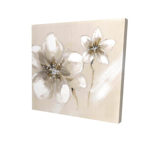 Fondo 32 x 32 in. Two Cream Flowers-Print on Canvas - FO2791261