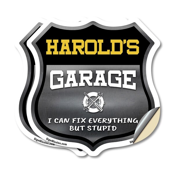 Signmission Harold's Garage I Can Fix Everything But Stupid, 18 inch X 18 inch, Vinyl Decal, 2PK - SHI-D-2PACK-18-490-HAROLD