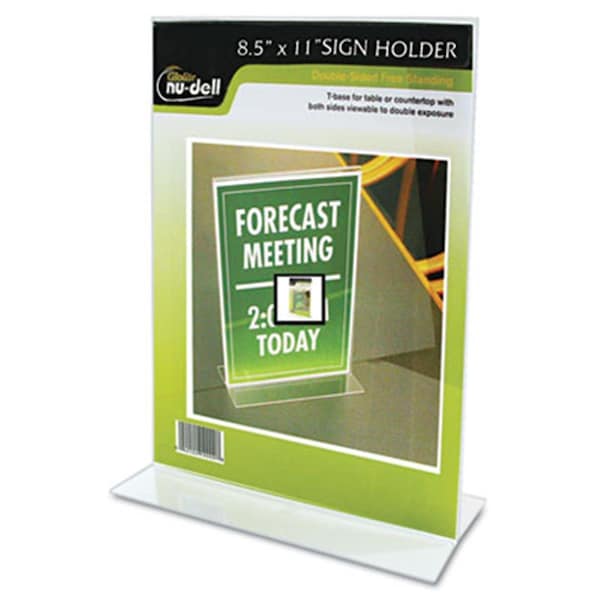 Nudell Clear Plastic Sign Holder Stand-Up 8 1/2 x 11 - NU31745