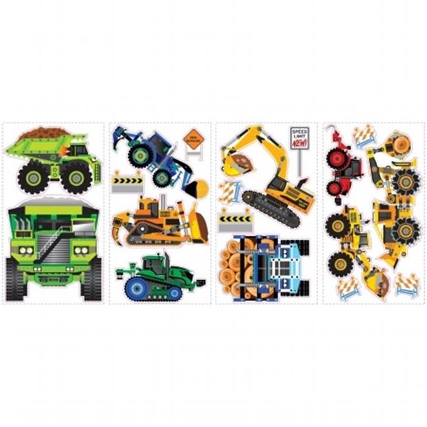 Roommates Room Mates SPD0003SCS Construction Vehicles Peel And Stick Wall Decals - SPD0003SCS