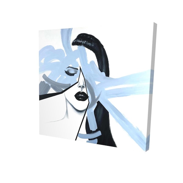 Begin Home Decor 16 x 16 in. Abstract Blue Woman Portrait-Print on Canvas - 2080-1616-FI28
