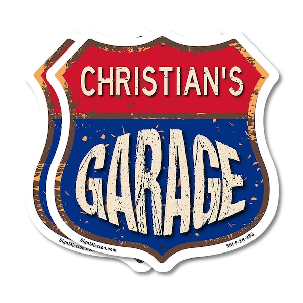 Signmission Christian's Garage, 18 inch X 18 inch, Plastic Sign, 2PK - SHI-P-2PACK-18-383-CHRISTIAN