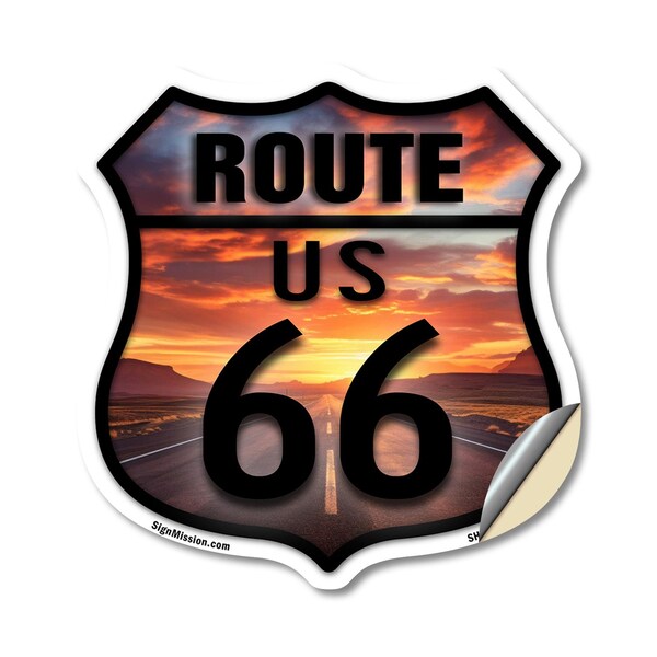 Signmission Route Us 66 Sunset, 18 Inch X 18 Inch, Vinyl Decal - SHI-D-18-482