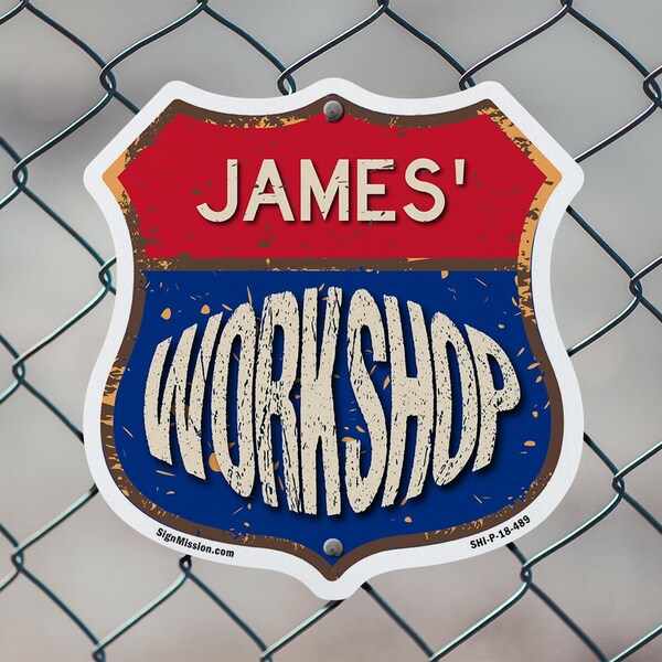 Signmission James's Workshop, 18 inch X 18 inch, Plastic Sign, 2PK - SHI-P-2PACK-18-489-JAMES