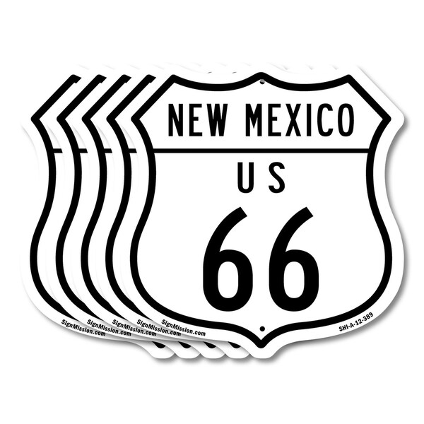 Signmission New Mexico Route Marker Shield Sign Us 6, 12 inch X 12 inch, Aluminum Metal Sign, 5PK - SHI-A-5PACK-12-389