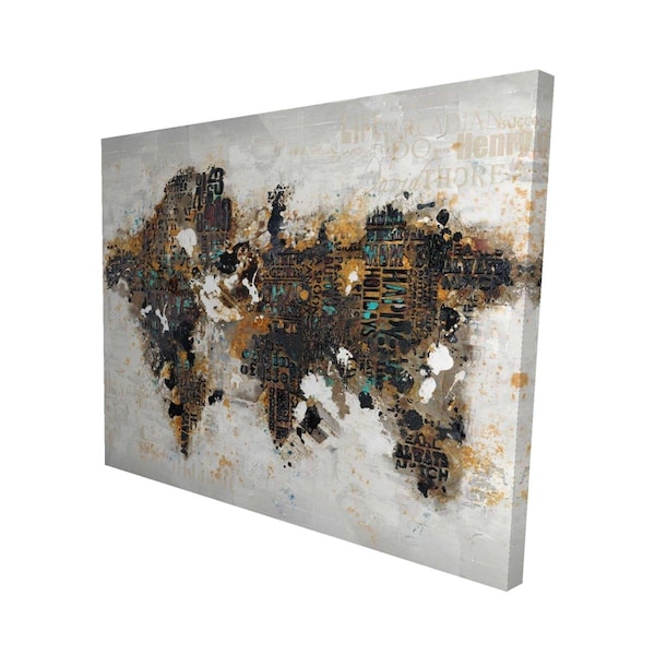 Begin Home Decor 16 x 20 in. Abstract World Map with Typography-Print on Canvas - 2080-1620-CI146