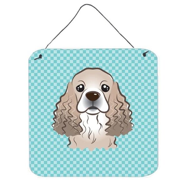 Jensendistributionservices Checkerboard Blue Cocker Spaniel Aluminum Metal Wall Or Door Hanging Prints; 6 x 6 In. - MI888682