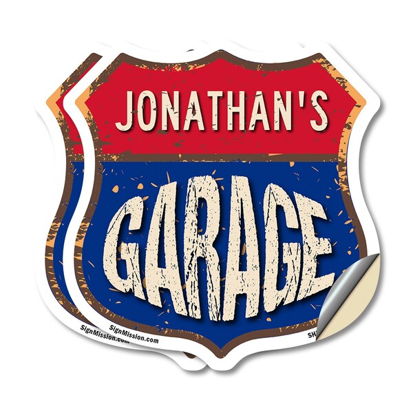 Signmission Jonathan's Garage, 18 inch X 18 inch, Vinyl Decal, 2PK - SHI-D-2PACK-18-383-JONATHAN