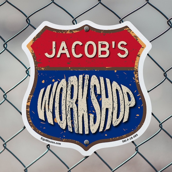 Signmission Jacob's Workshop, 18 Inch X 18 Inch, Plastic Sign - SHI-P-18-489-JACOB