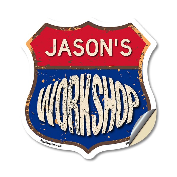 Signmission Jason's Workshop, 18 Inch X 18 Inch, Vinyl Decal - SHI-D-18-489-JASON