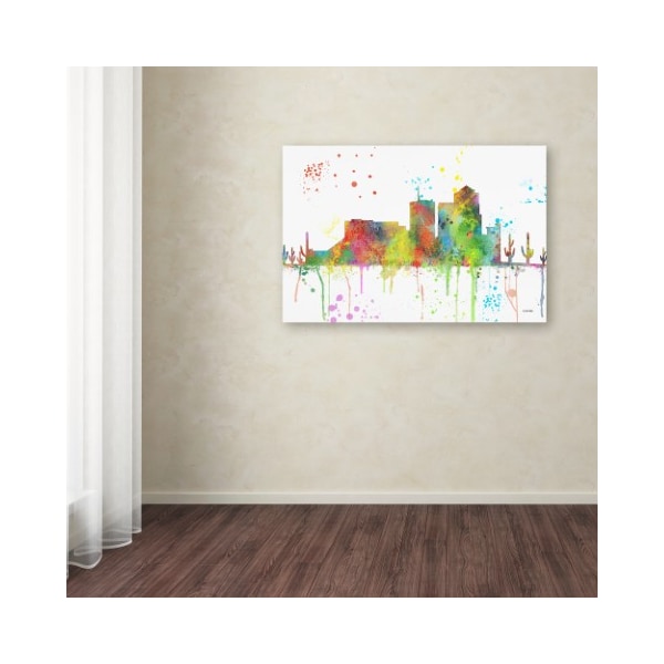 Trademark Fine Art Marlene Watson 'Tucson Arizona Skyline Mclr-1' Canvas Art, 16x24 - MW0267-C1624GG