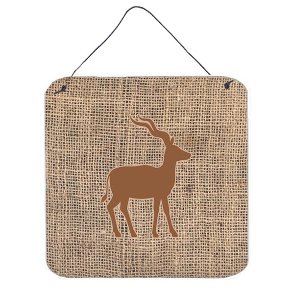 Micasa Deer Burlap And Brown Aluminium Metal Wall Or Door Hanging Prints - 6 x 6 In. - MI238015