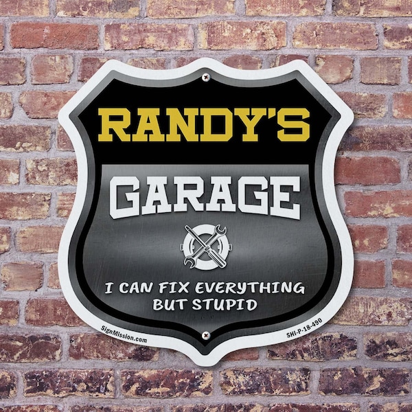 Signmission Randy's Garage I Can Fix Everything But Stupid, 12 Inch X 12 Inch, Plastic Sign - SHI-P-12-490-RANDY
