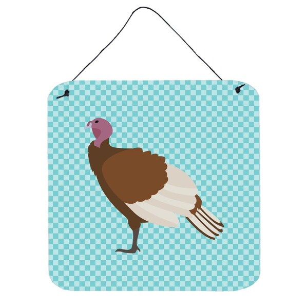 Micasa Bourbon Red Turkey Hen Blue Check Wall or Door Hanging Prints6 x 6 in. - MI225998