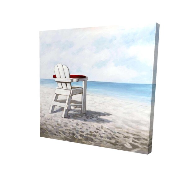 Begin Home Decor 16 x 16 in. White Beach Chair-Print on Canvas - 2080-1616-CO25