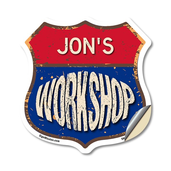Signmission Jon's Workshop, 18 Inch X 18 Inch, Vinyl Decal - SHI-D-18-489-JON
