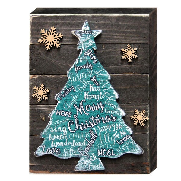 Designocracy Christmas Tree Art on Board Wall Decor - 9881118