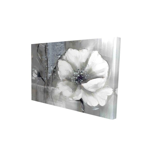 Begin Home Decor 12 x 18 in. Monochrome & Silver Flowers-Print on Canvas - 2080-1218-FL37