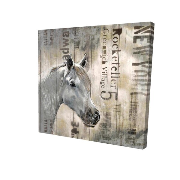 Begin Home Decor 32 x 32 in. Rustic White Horse-Print on Canvas - 2080-3232-AN9