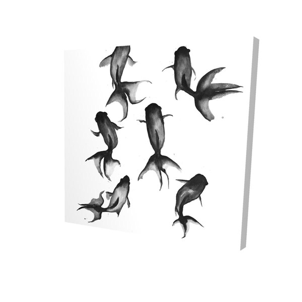 Fondo 16 x 16 in. Black Fishes-Print on Canvas - FO2793342