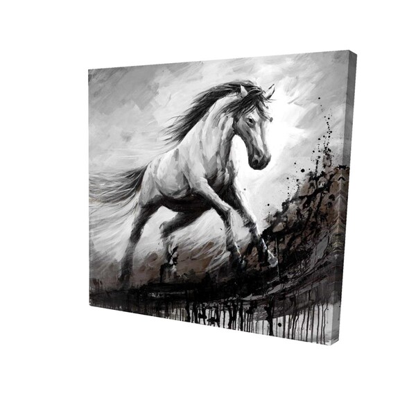 Fondo 16 x 16 in. White Horse in the Wind-Print on Canvas - FO2793289