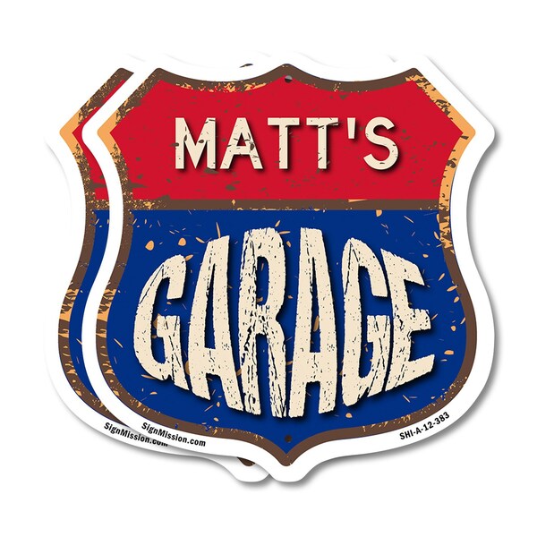 Signmission Matt's Garage, 12 inch X 12 inch, Plastic Sign, 2PK - SHI-P-2PACK-12-383-MATT