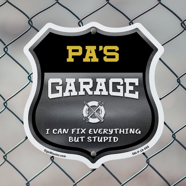 Signmission Pa's Garage I Can Fix Everything But Stupid, 6 inch X 6 inch, Plastic Sign, 2PK - SHI-P-2PACK-6-490-PA