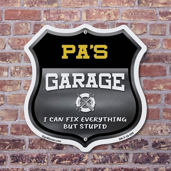 Signmission Pa's Garage I Can Fix Everything But Stupid, 6 inch X 6 inch, Plastic Sign, 2PK - SHI-P-2PACK-6-490-PA