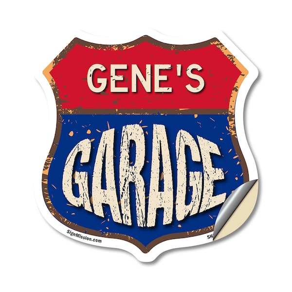 Signmission Gene's Garage, 18 Inch X 18 Inch, Vinyl Decal - SHI-D-18-383-GENE