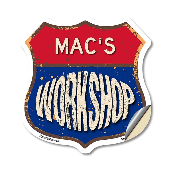 Signmission Mac's Workshop, 18 Inch X 18 Inch, Vinyl Decal - SHI-D-18-489-MAC