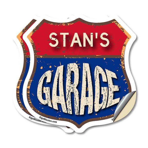 Signmission Stan's Garage, 4 inch X 4 inch, Vinyl Decal, 2PK - SHI-D-2PACK-4-383-STAN