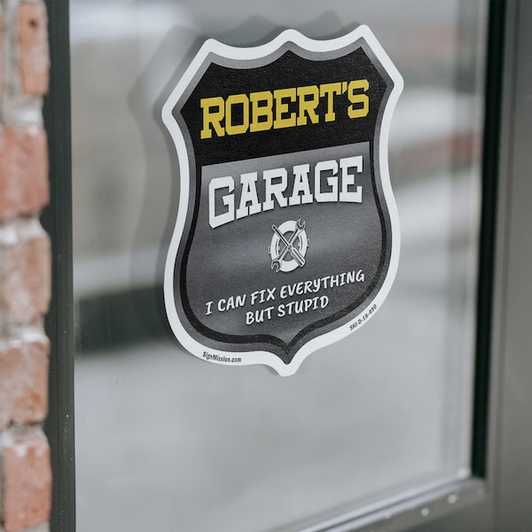 Signmission Robert's Garage I Can Fix Everything But Stupid, 4 inch X 4 inch, Vinyl Decal, 5PK - SHI-D-5PACK-4-490-ROBERT