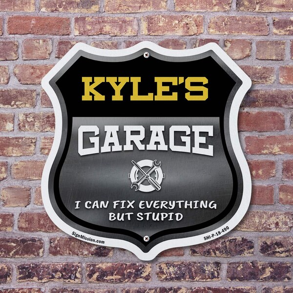 Signmission Kyle's Garage I Can Fix Everything But Stupid, 12 inch X 12 inch, Aluminum Metal Sign, 5PK - SHI-A-5PACK-12-490-KYLE