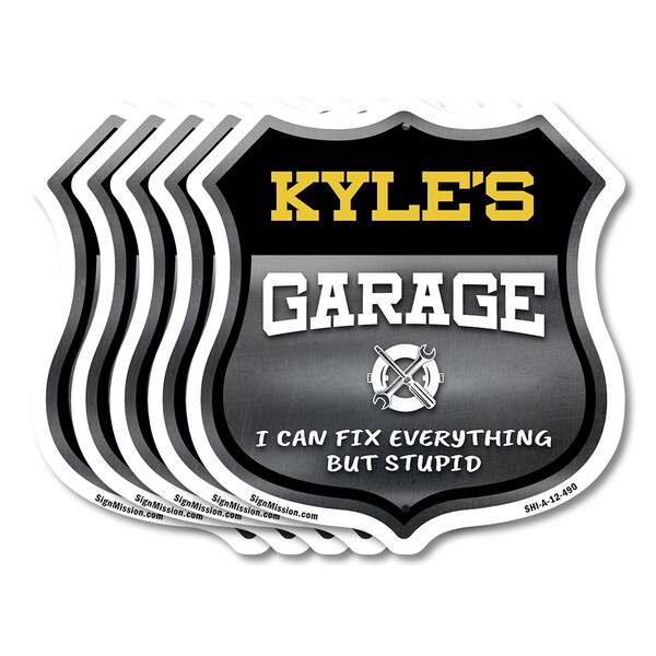 Signmission Kyle's Garage I Can Fix Everything But Stupid, 12 inch X 12 inch, Aluminum Metal Sign, 5PK - SHI-A-5PACK-12-490-KYLE