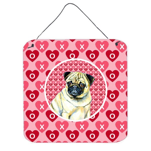 Micasa Pug Valentines Love And Hearts Aluminium Metal Wall Or Door Hanging Prints - MI236859