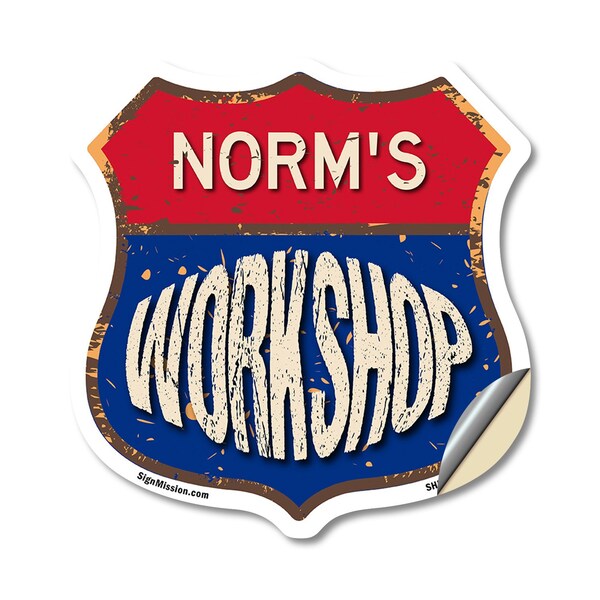 Signmission Norm's Workshop, 18 Inch X 18 Inch, Vinyl Decal - SHI-D-18-489-NORM
