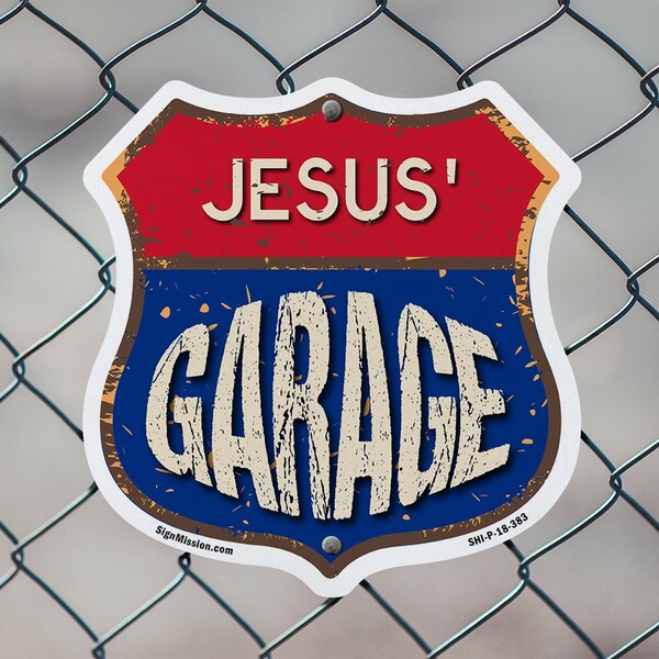 Signmission Jesus's Garage, 12 inch X 12 inch, Plastic Sign, 2PK - SHI-P-2PACK-12-383-JESUS