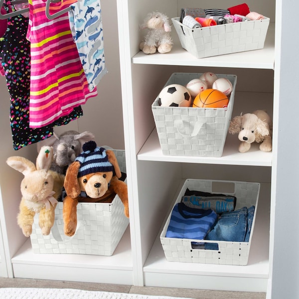Simplify Storage Shelf Tote, 13 in L, 15 in W, 13 in H, Heather Grey, Plastic, 2 PK - 25015-2PK-HGREY