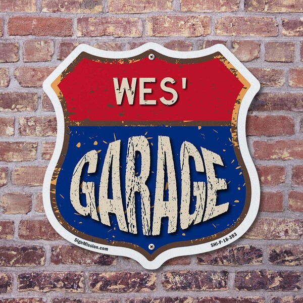 Signmission Wes's Garage, 6 inch X 6 inch, Plastic Sign, 2PK - SHI-P-2PACK-6-383-WES