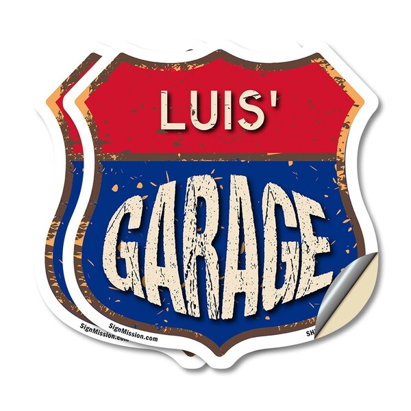 Signmission Luis's Garage, 12 inch X 12 inch, Vinyl Decal, 2PK - SHI-D-2PACK-12-383-LUIS