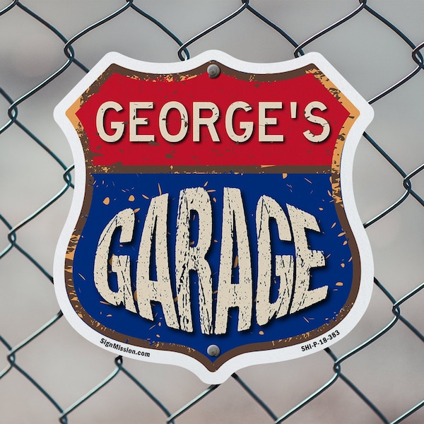 Signmission George's Garage, 18 inch X 18 inch, Plastic Sign, 2PK - SHI-P-2PACK-18-383-GEORGE