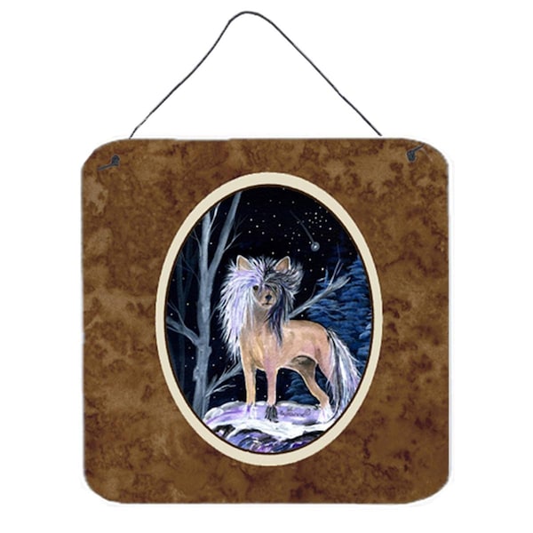 Micasa 6 x 6 in. Starry Night Chinese Crested Aluminium Metal Wall or Door Hanging Prints - MI751975