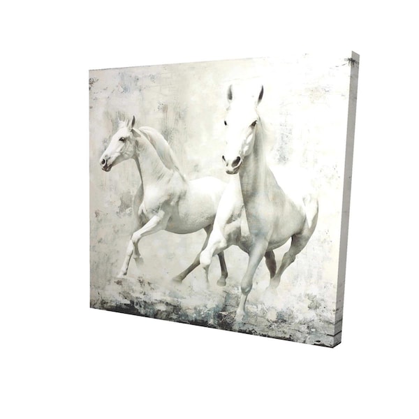 Begin Home Decor 16 x 16 in. Two White Horse Running-Print on Canvas - 2080-1616-AN8
